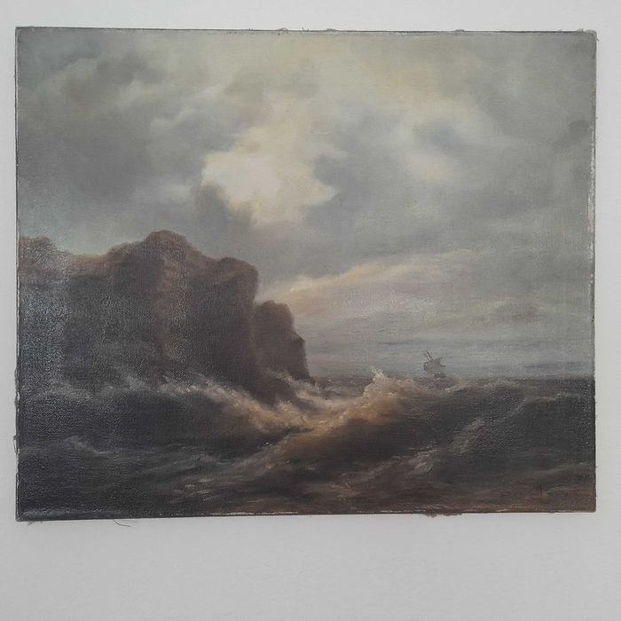 Unikalny obraz olejny "Niebezpieczny brzeg" J.Gerson 50x60