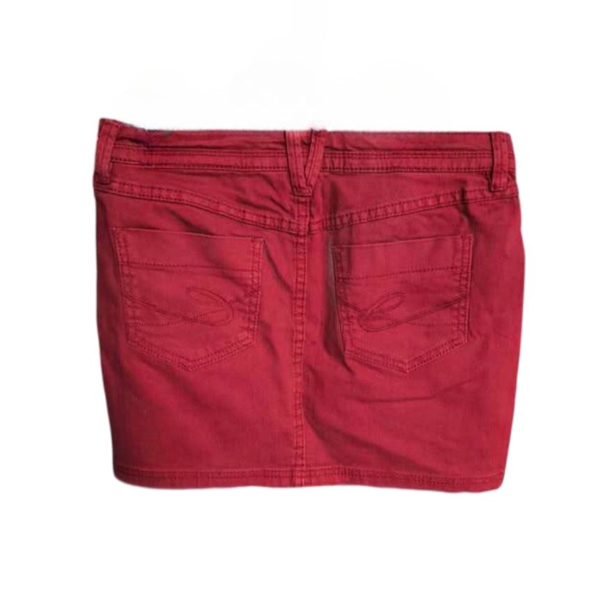ESPRIT Spódnica Mini Krótka Wygodna Jeansowa Dżinsowa Czerwona 32