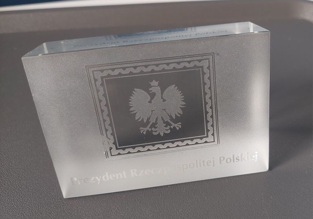 Kryształ "Prezydent Rzeczpospolitej Polskiej" - Jabłoński, UNIKAT!!
