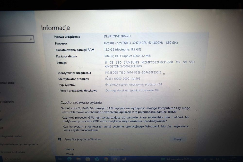 Laptop DOTYKOWY Sony VAIO SVT1312M1ES 13.3" i3/12GB/120+32 SSD MŁAWA