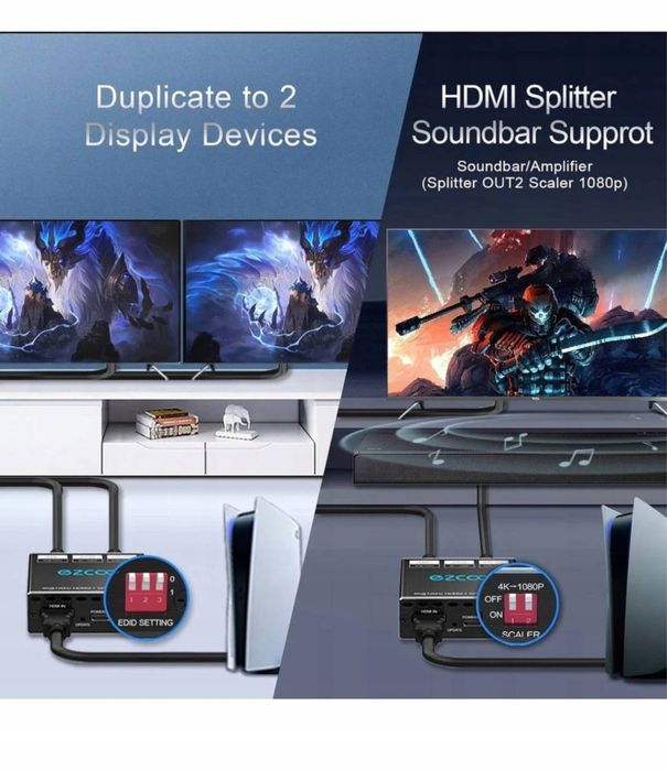 Konwerter HDMI 2.1 rozdzielacz Konwerter DAC EZCOO 4k120Hz