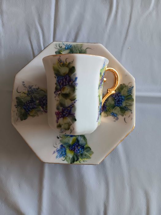 Chávena de café em Porcelana, pintada à mão, artesanato de cascais