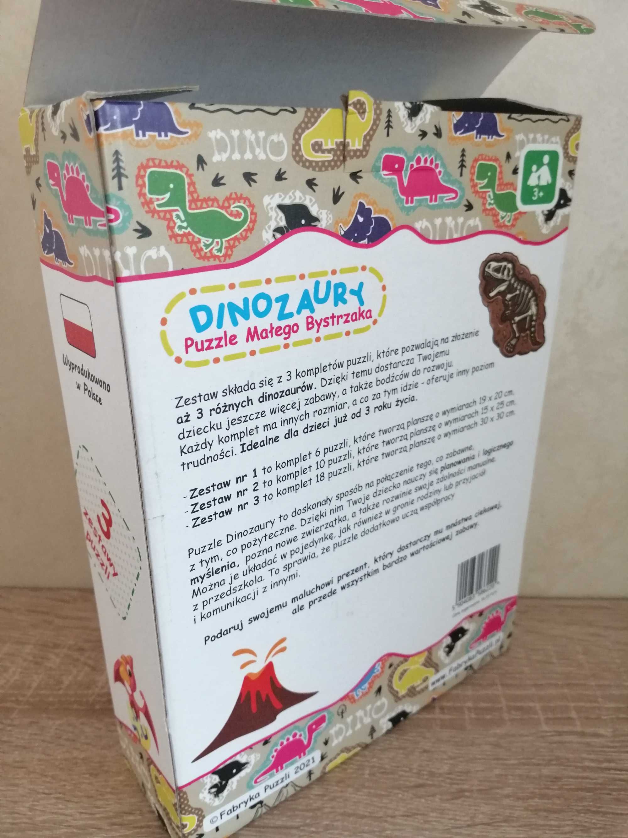 Puzzle edukacyjne Dinozaury - Puzzle Małego Bystrzaka, 3w1, edubo, 3+