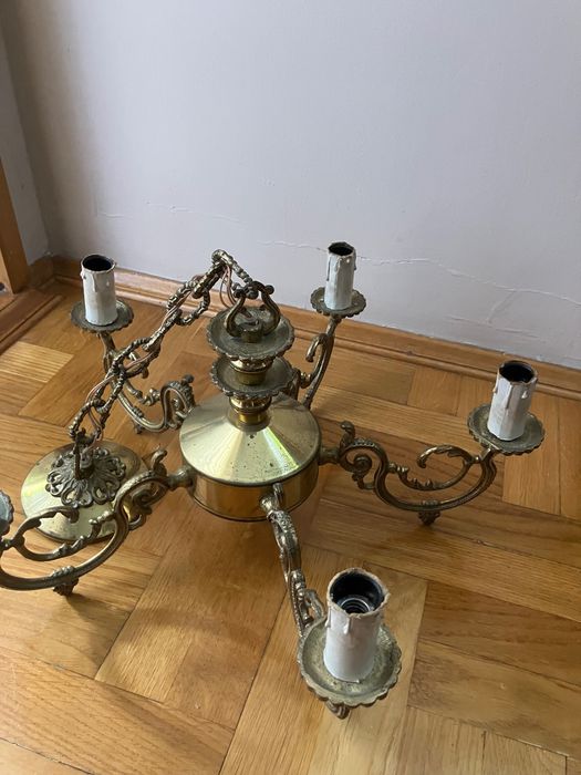 PRL żyrandol mosiężny lampa sufitowa