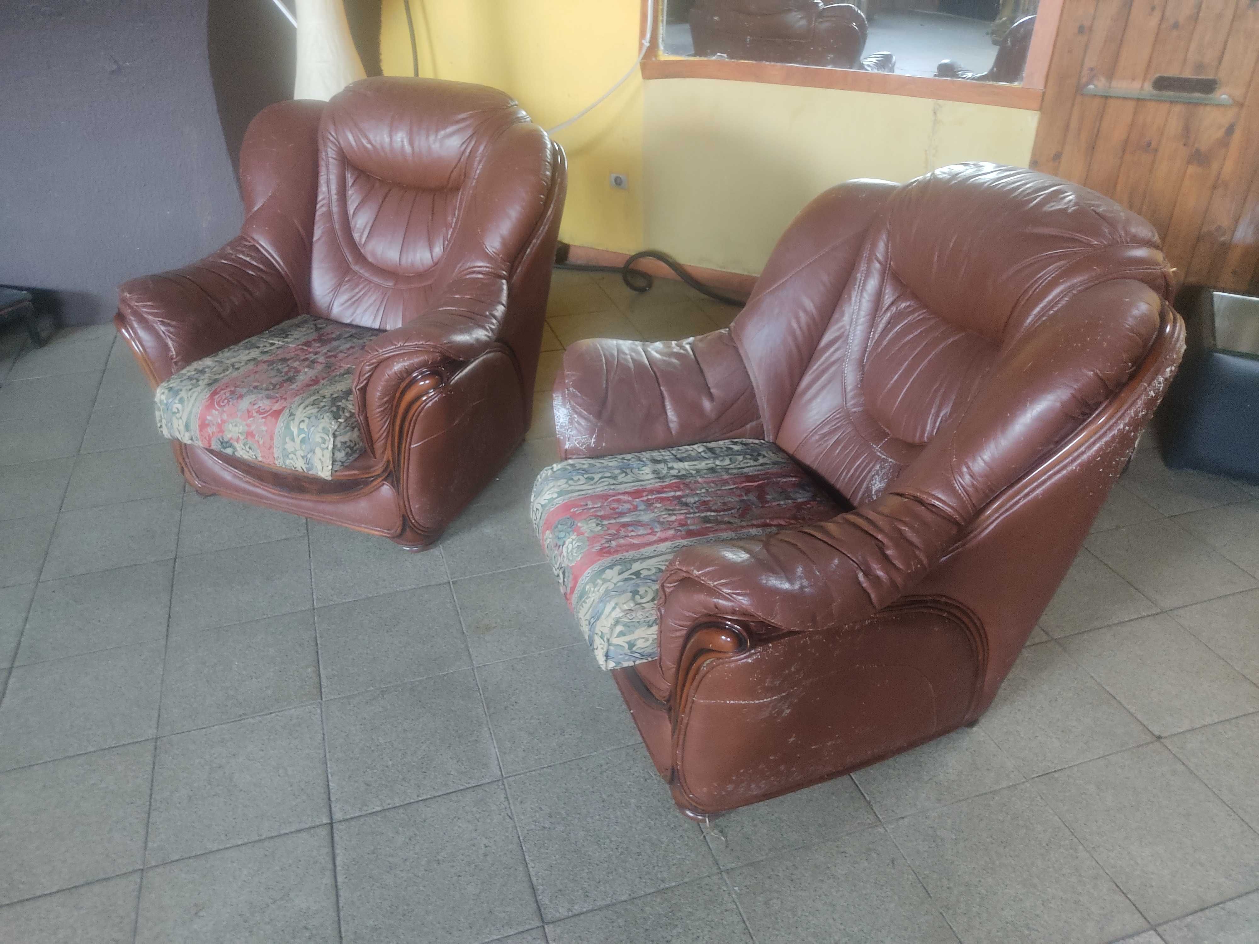 Poltronas sofas em pele genuína vintage