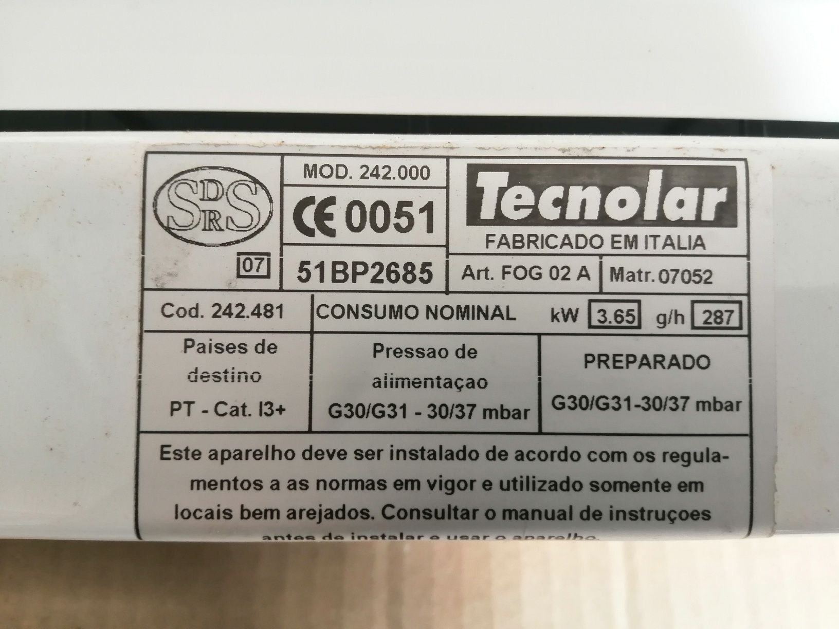 Fogão portatil Tecnolar a gás.