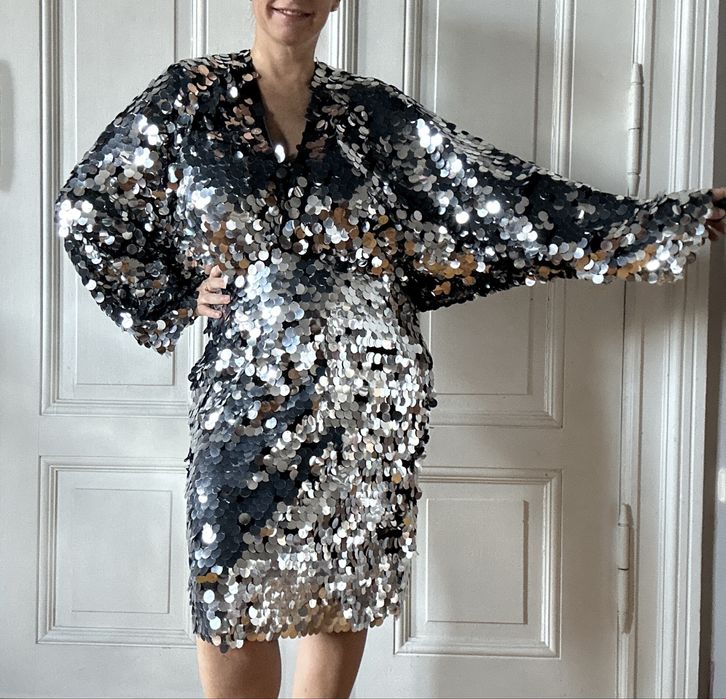 Coast wieczorowa nietoperz kimono srebrna 44 nowa