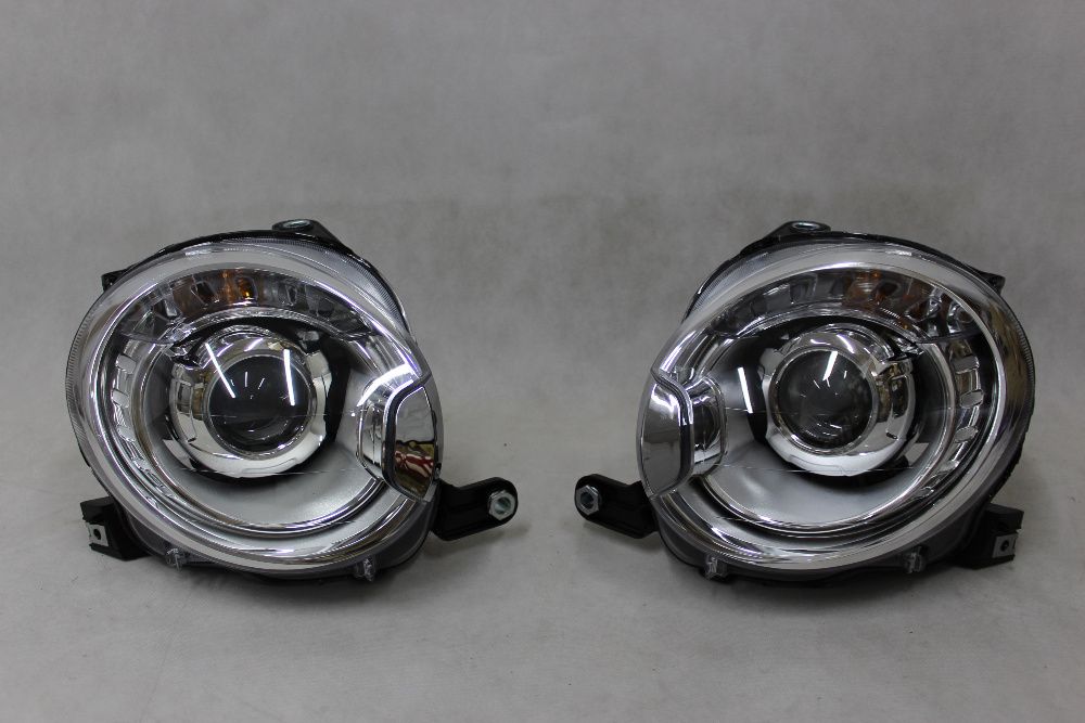 Lampy Reflektory FIAT 500 r. 07-15 H7 SOCZEWKI chrom Tuning NOWE!