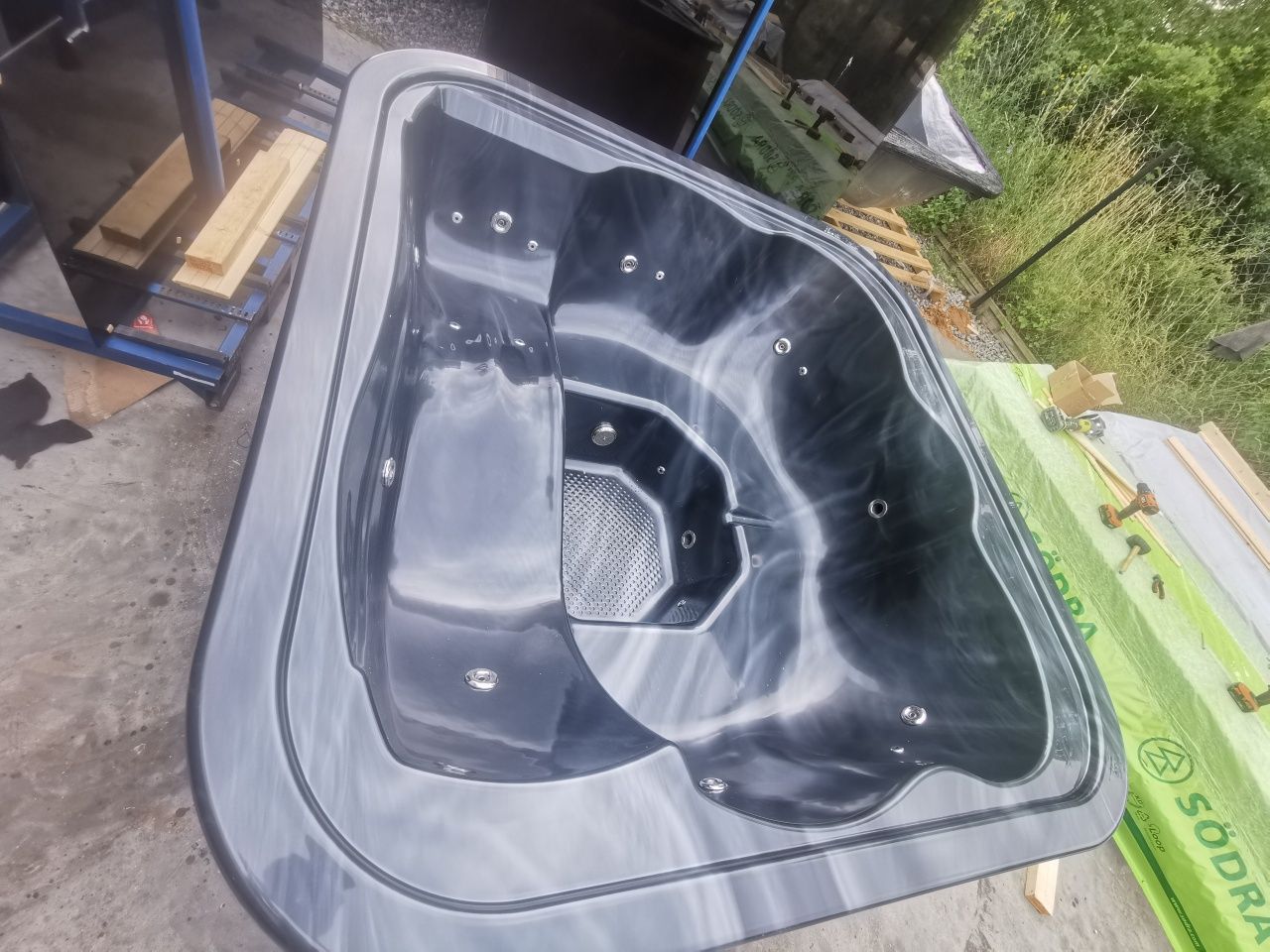 Jacuzzi kwadratowe Akrylowe Hydromasaż Pokrywa Piec  leżanka Marmurek