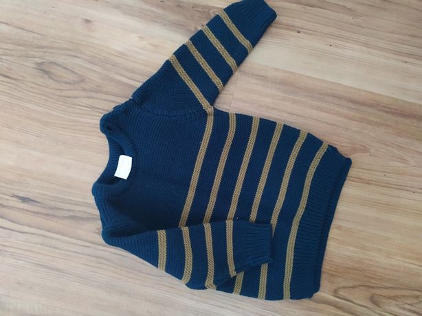 Sweter swetry chłopczyk niemowlak granatowy w paski ciepły elegancki