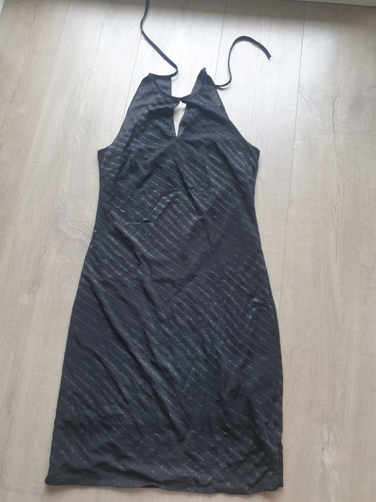 Czarna sukienka brokat M