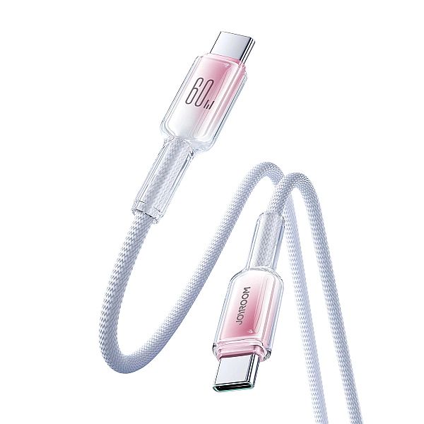 Kabel Joyroom S-A42 Crystal-Clear Series 60W USB-C - USB-C 1,2m - biał