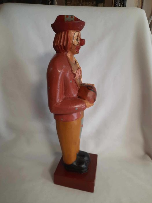 Klaun Stara Rzeźba Drewno Stara Zabawka Vintage V