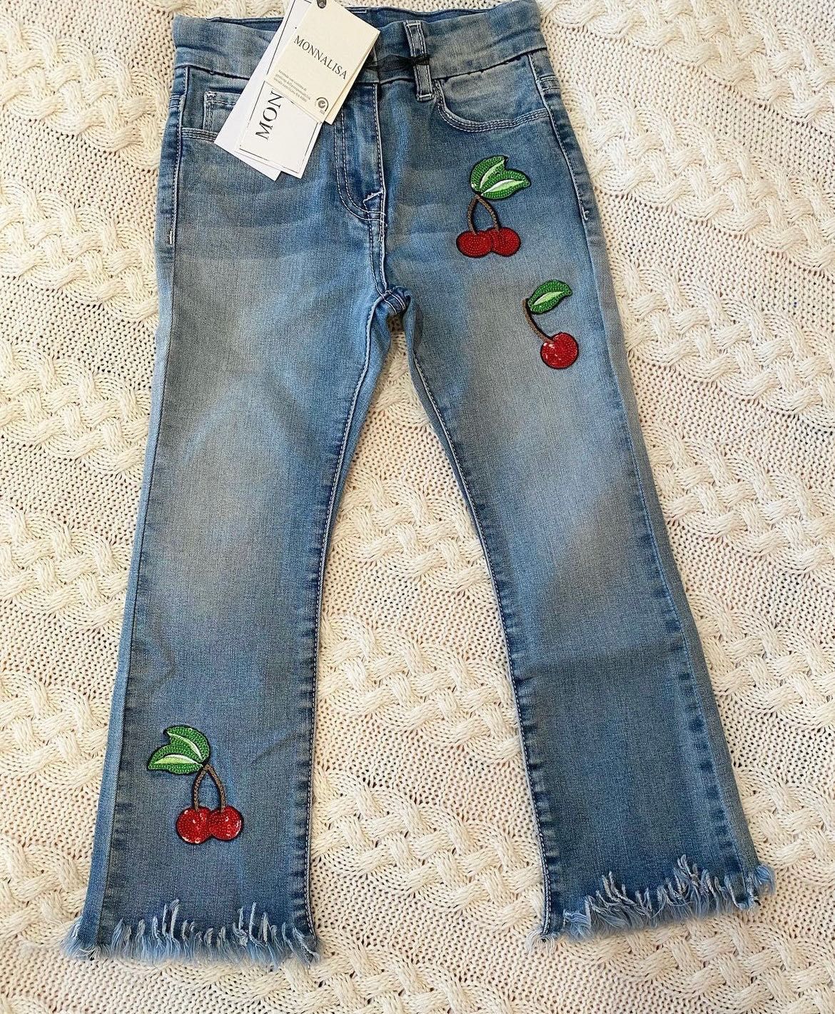Вкусный комплект ‘вишня’  (джинсы + топ), т/м Monnalisa