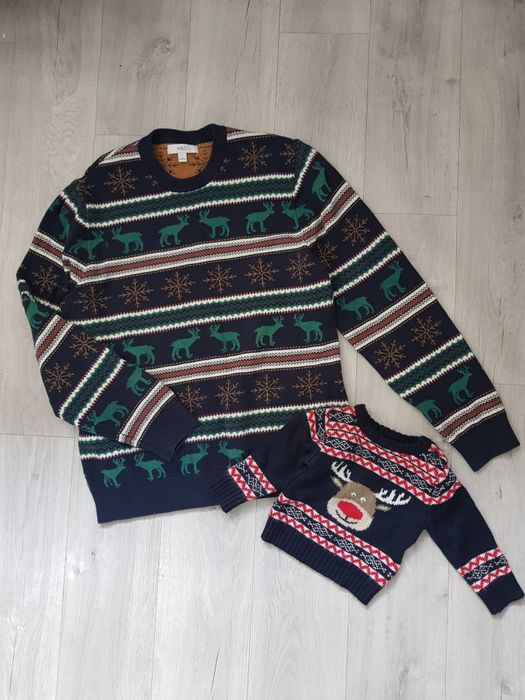 Новорічний family look светр тато розмір L та син 6-9 місяців