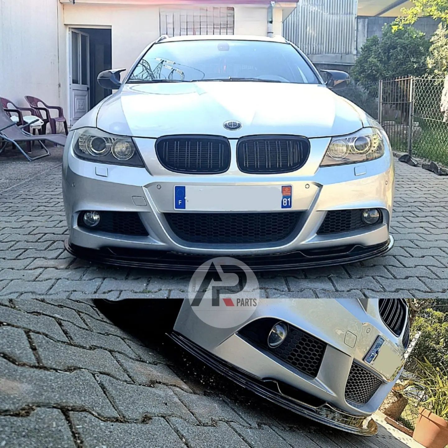 BMW E90 E91 LCI Lip Splitter Aba Lamina Frontal Mperformance Preto bri