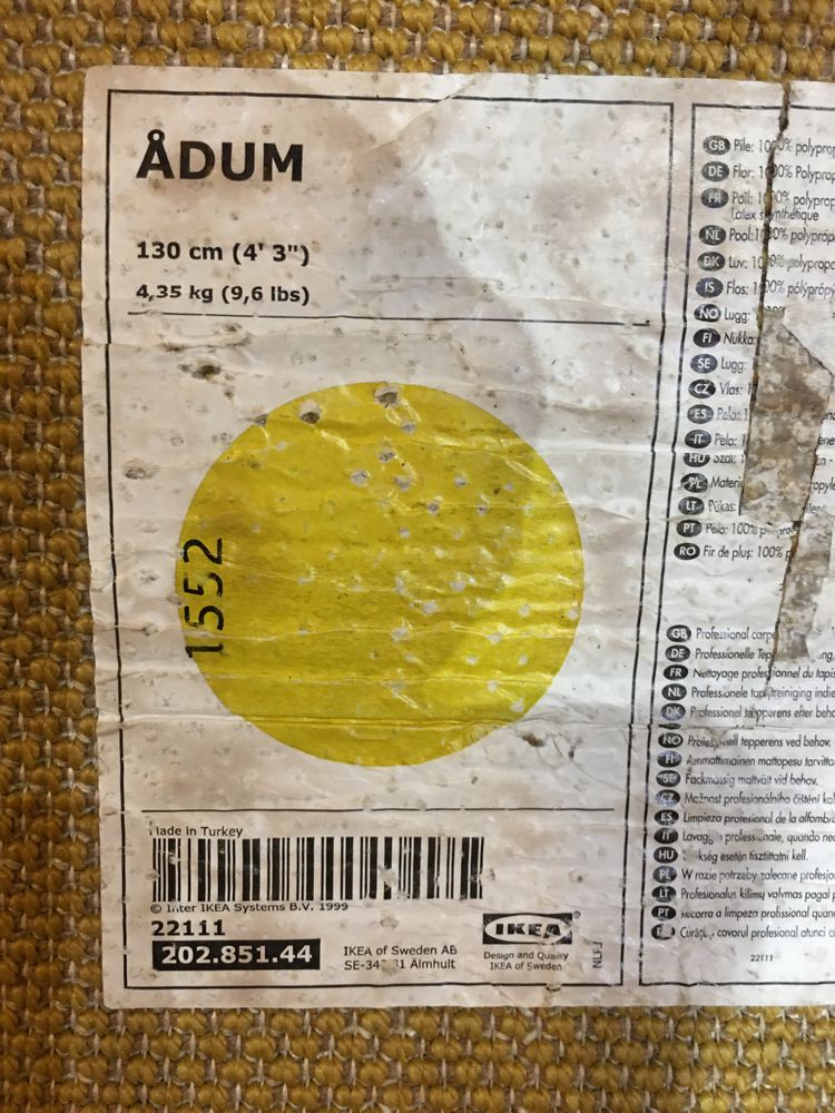 Tapete redondo amarelo mostarda ADUM IKEA