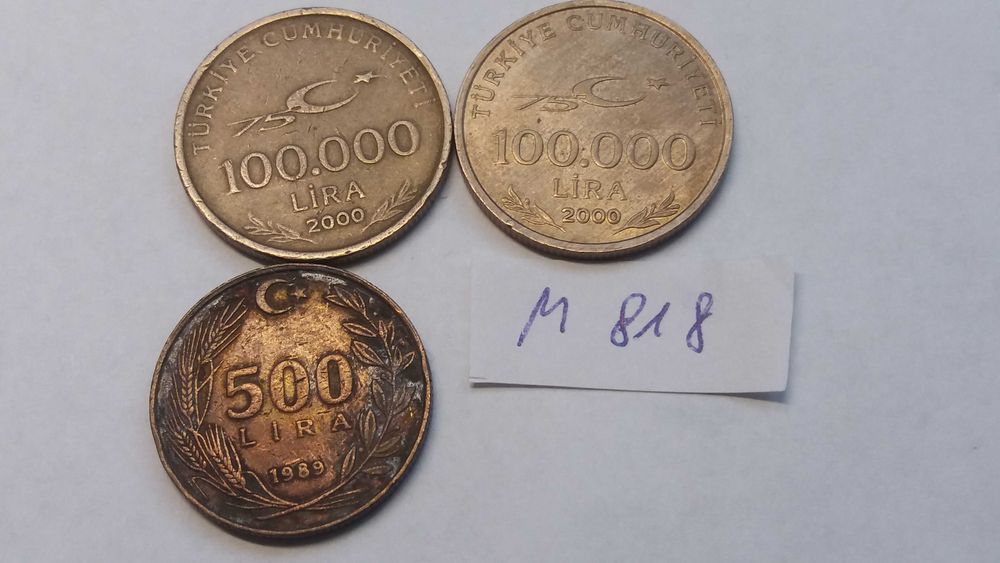 Xp M818, stara moneta zestaw nr 2 Turcja 100.000 lira 2000