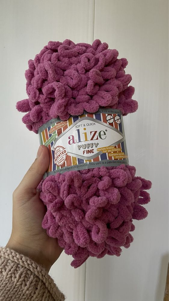 Плюшева пряджа, alize puffy fine 2 мотка