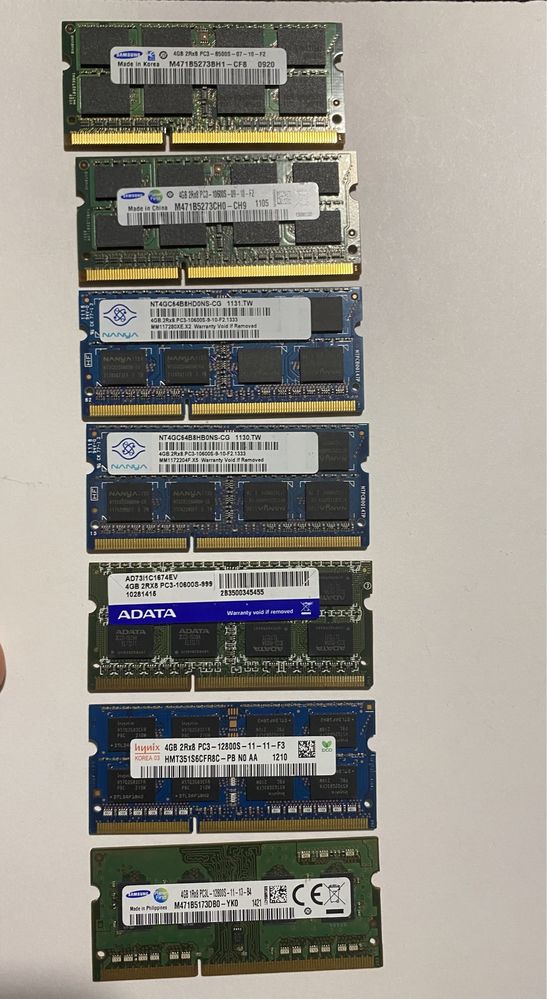 Оперативна пам'ять ноутбука SoDimm DDR3L 1600 DDR3 1333 4Gb