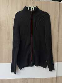 Sweter Hugo Boss XL 100% virgin wool elastyczny szary ciepły ze stojka