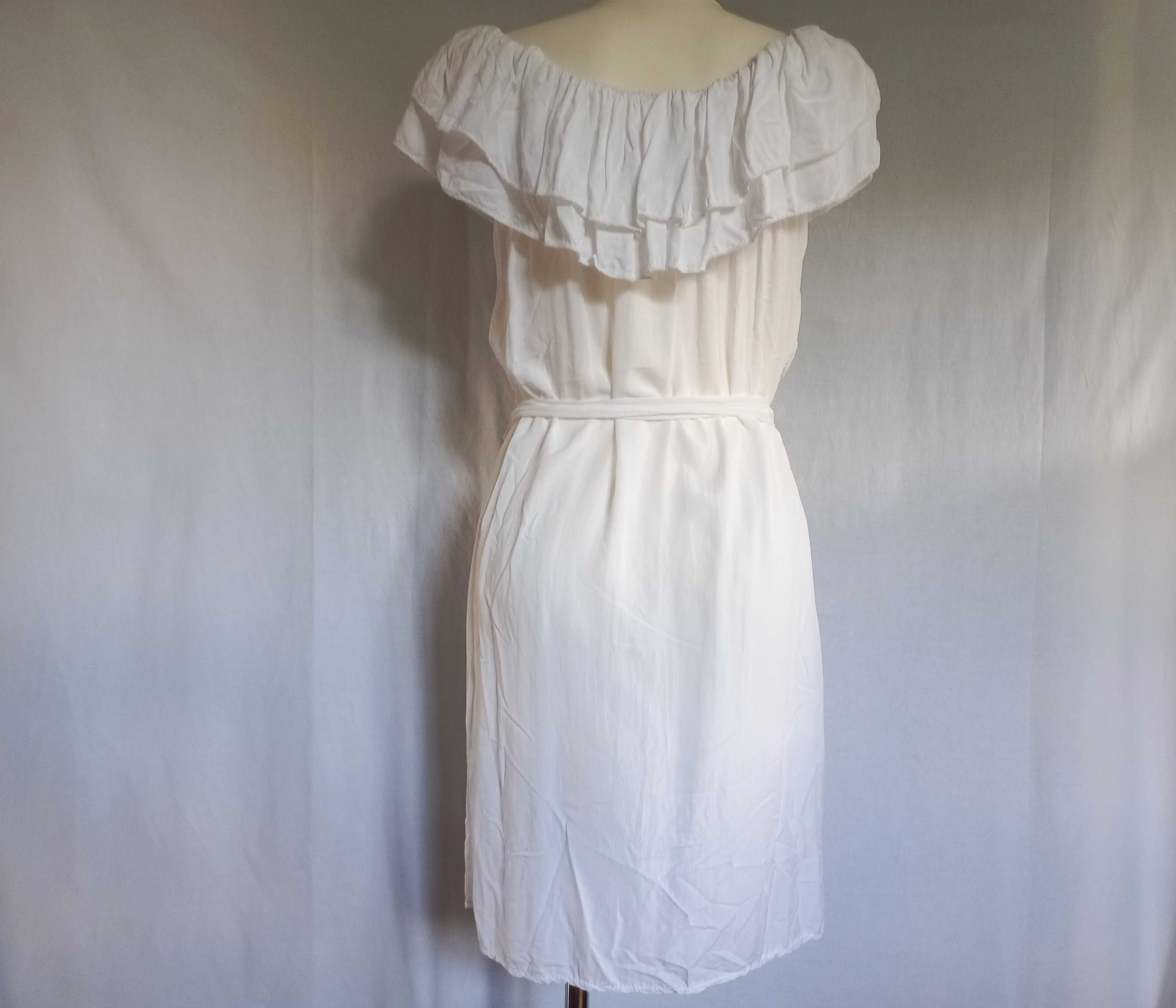 Sukienka biała Hiszpanka MINI r. M/L wiskoza NOWA