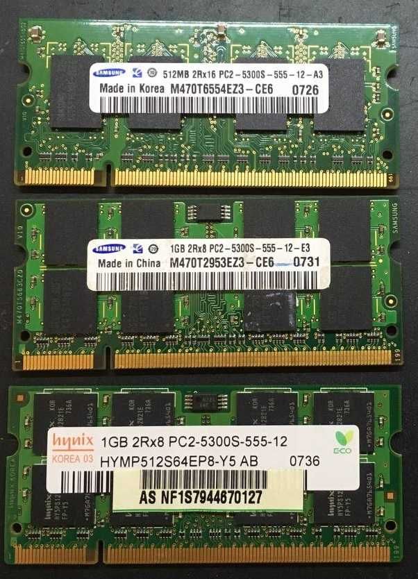 Оперативна пам`ять для ноутбука  DDR2 PC-5300S 512МБ, 1GВ