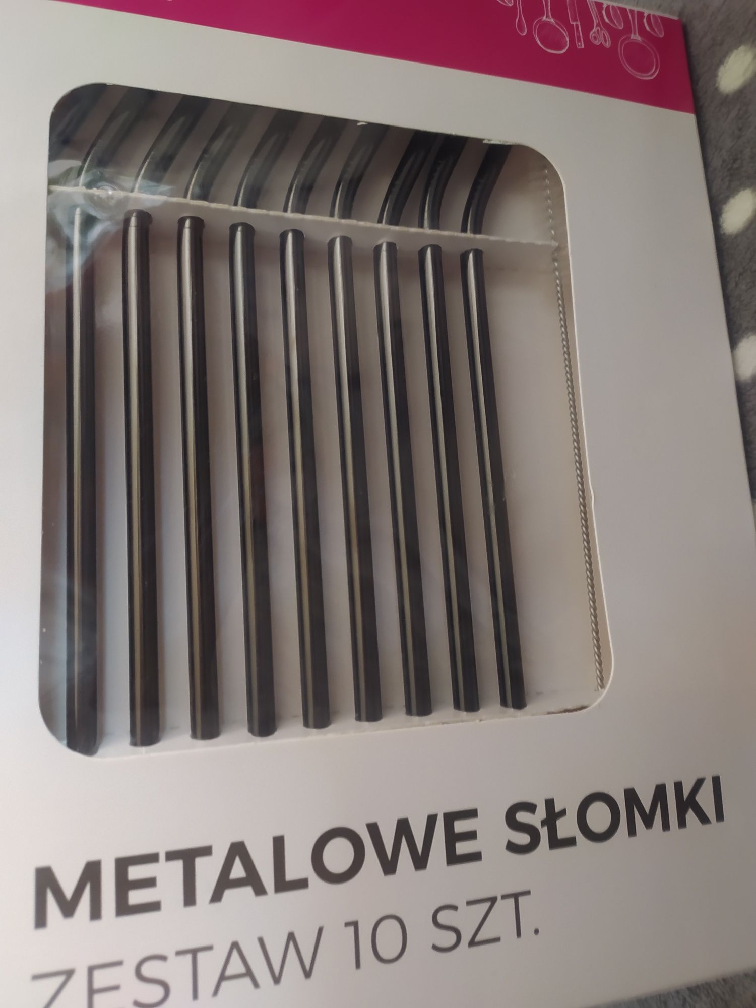 Metalowe słomki z czyścikiem 10 sztuk czarne