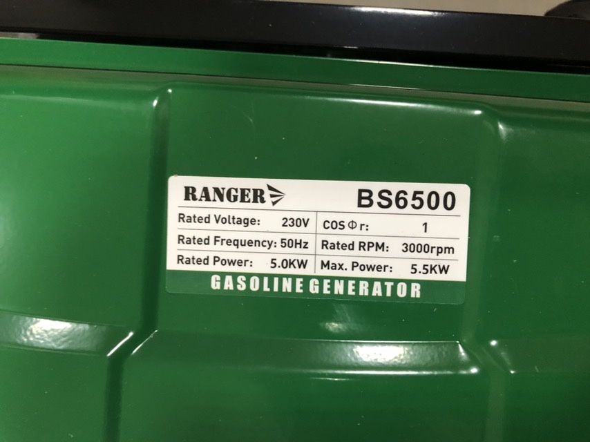 Генератор Ranger Bs6500, max.power 5.5kw.бензиновий,одноциліндровий