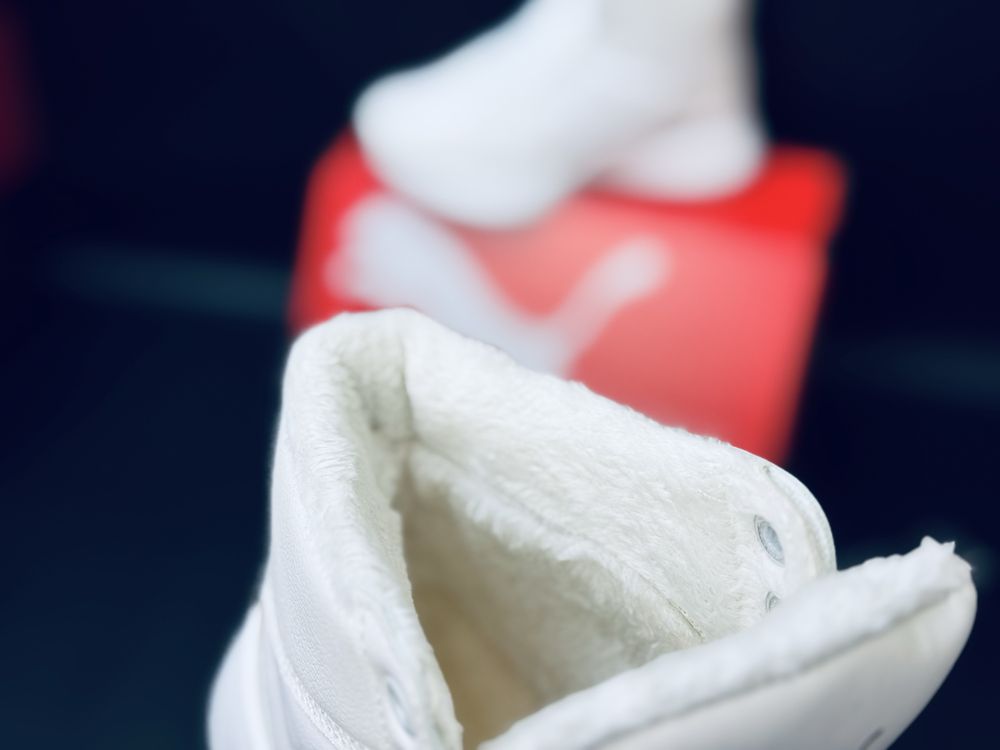 Puma Кроссовки зимние на меху, кожаные кросовки белые зимние Пума