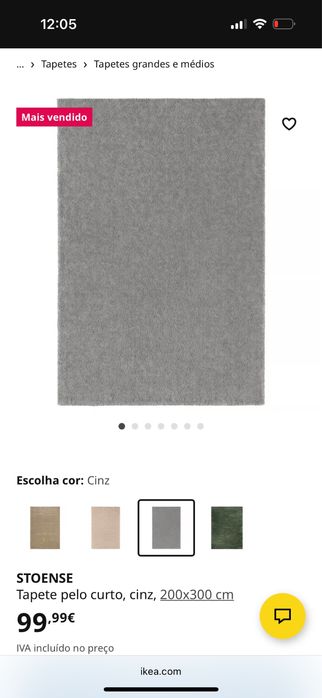 Tapete pelo curto cinzento