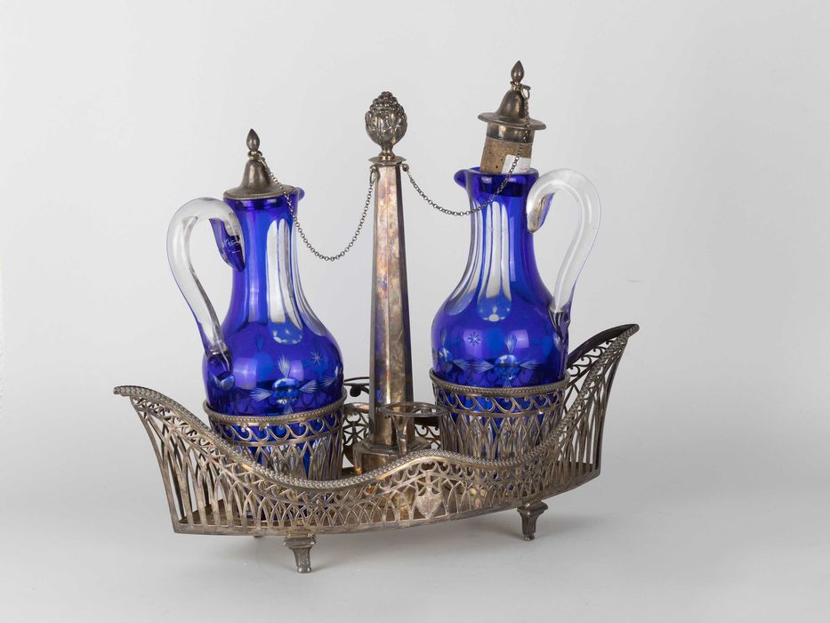 Galheteiro gôndola prata Veneza cristal | século XIX