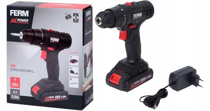 Wkrętarka akumulatorowa Ferm AX-POWER CDM1191 20 V 2.0 Ah + aku + ład