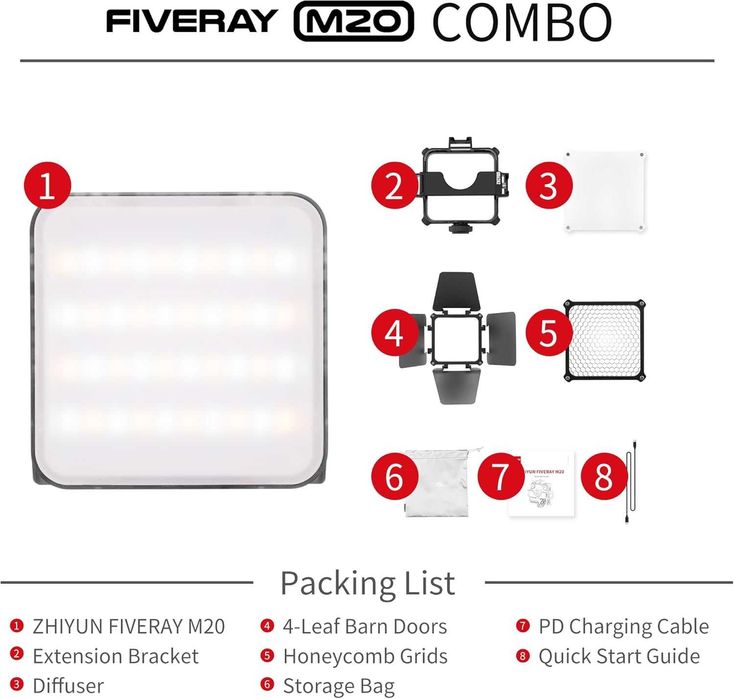 Zhiyun Fiveray M20 Fill Light Combo | SELADO | 3 ANOS DE GARANTIA