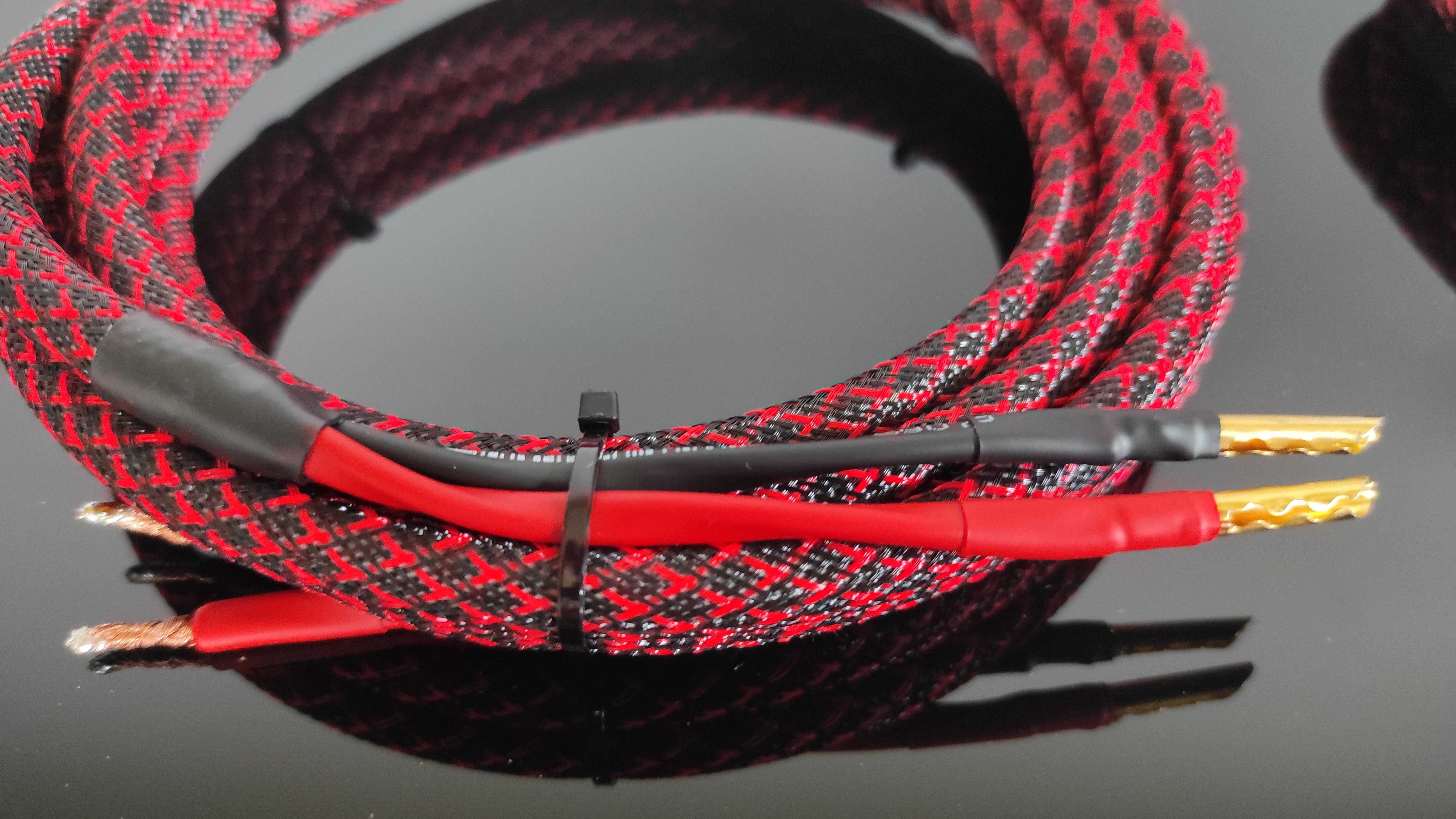Kable głośnikowe DIY Canare 4S8 banany złocone 2x2,5m - audiofilskie