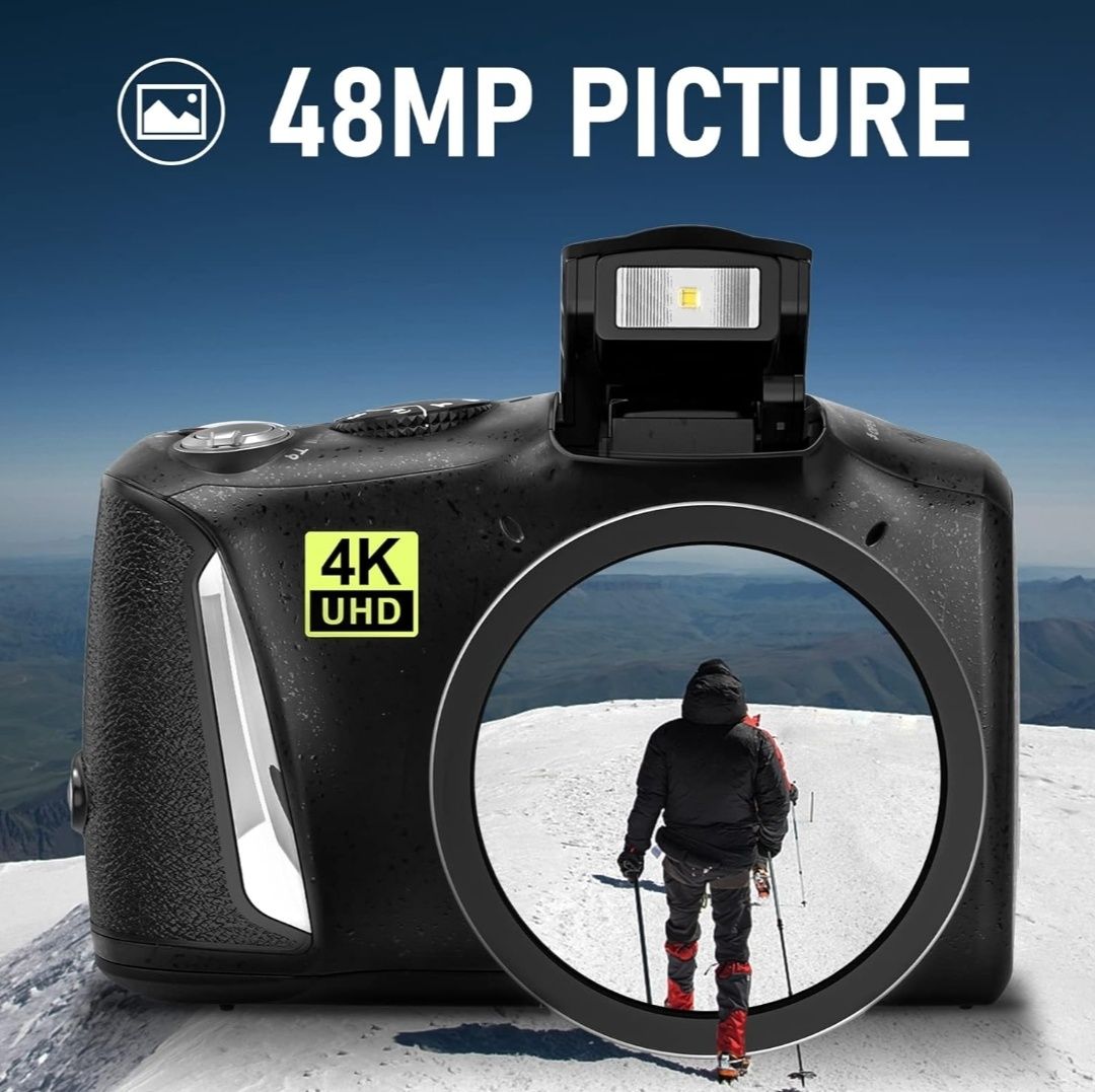 Цифрова камера 4K Відеокамера Full HD на 48 МП Макрозйомка 16-кратне ц