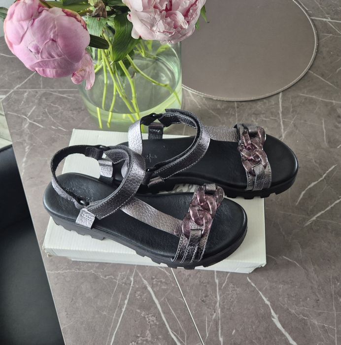 Sandały Maciejka 38 srebrny grafit