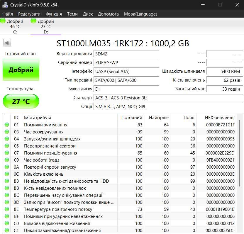 Зовнішній жорсткий диск • 1TB • 1ТБ • USB 3.0 • HDD Seagate® 2.5"