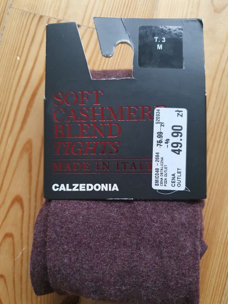 Calzedonia rajstopy damskie rozmiar M Kaszmir burgundowe