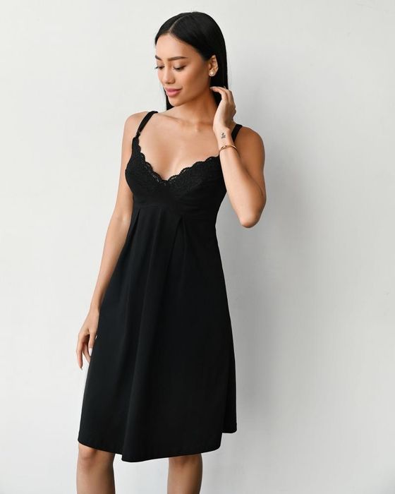 Чорна сорочка для годування плюс халат