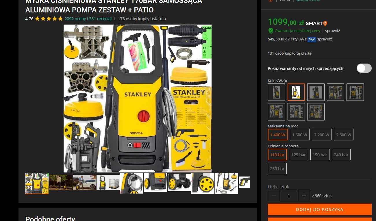 NOWA Myjka elektronarzędzia mocna Stanley pozostałecna 170 bar
