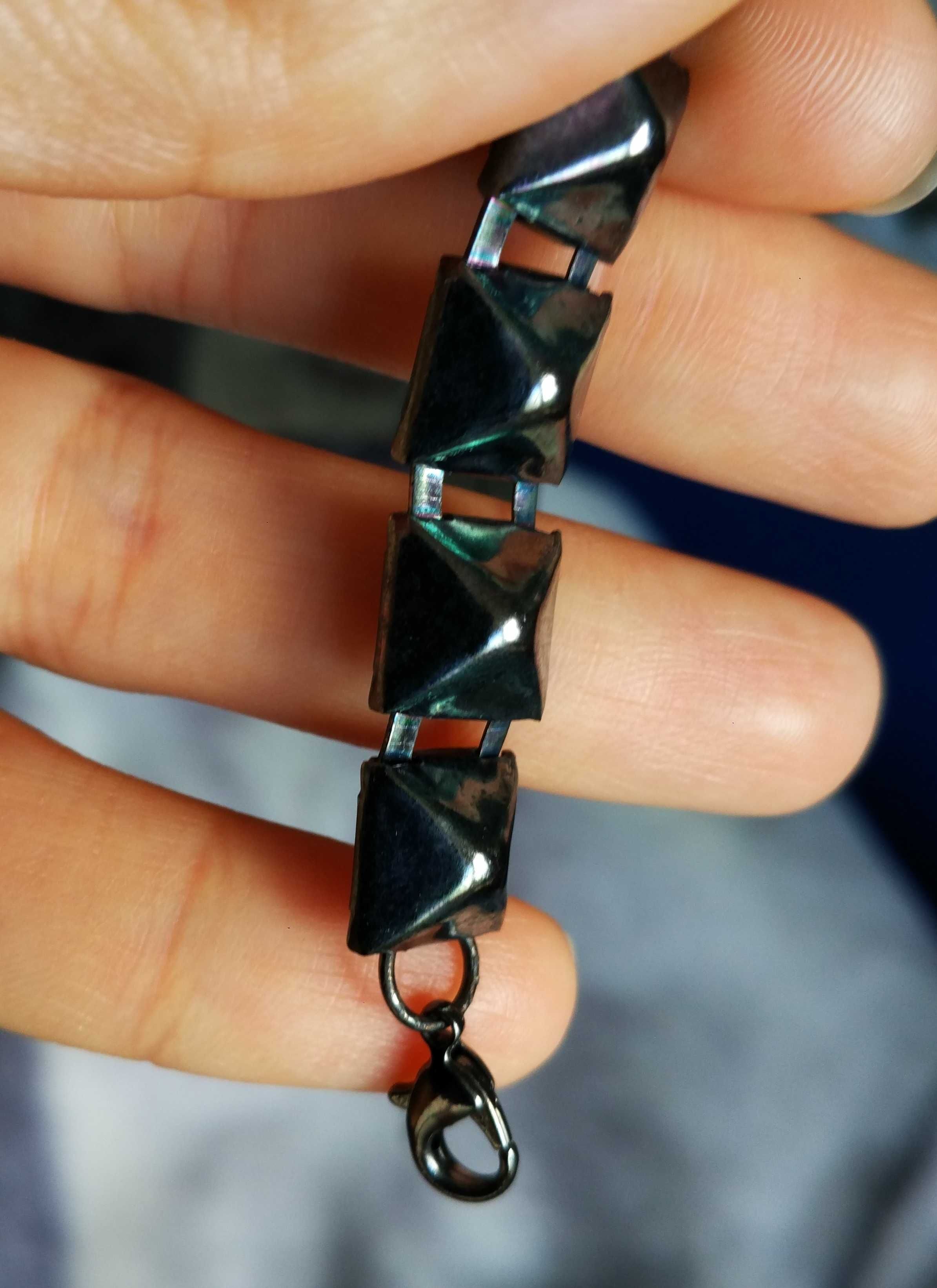 naszyjnik choker piramidki czarny metal goth rock unisex obroża