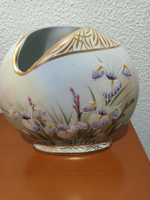 Fabulosa e rara jarra Limoges pintada à mão e assinada