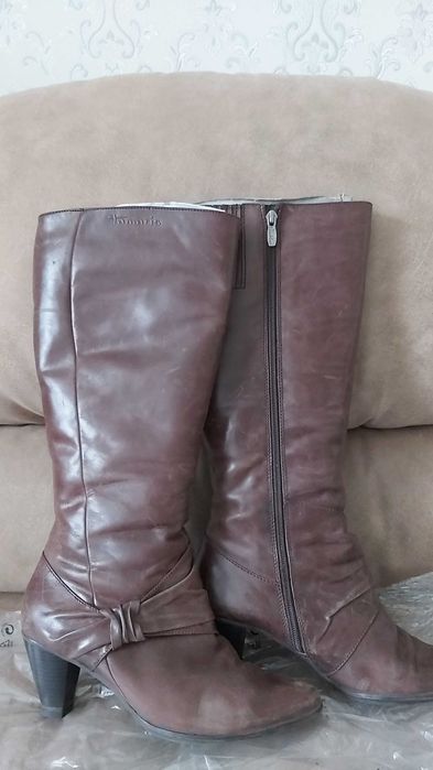 Сапоги зимние 40р Tamaris,натуральная кожа,натуральный мех