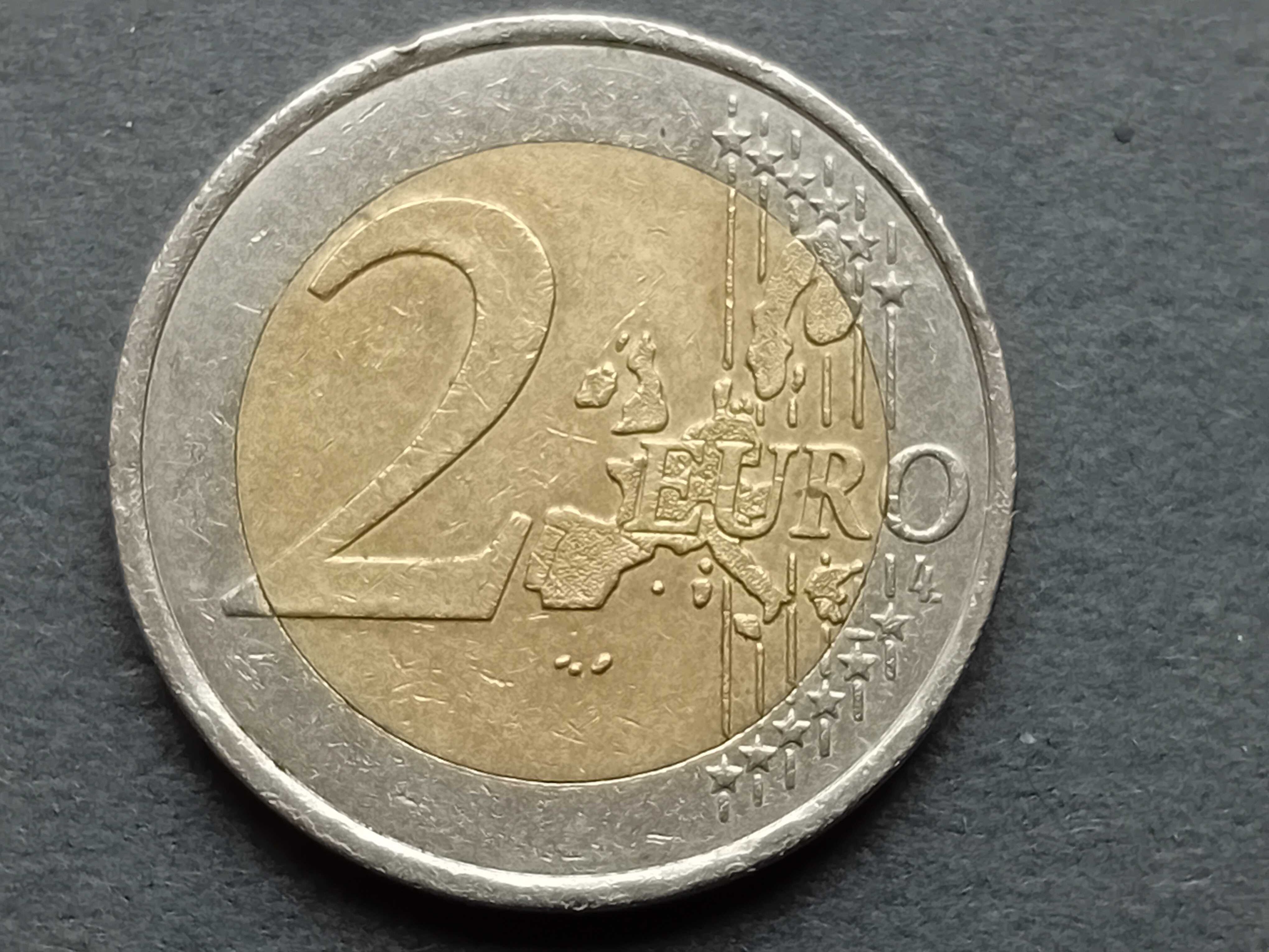 moeda de 2€ 2001 França defeito os 00 data saem do prateado, rara