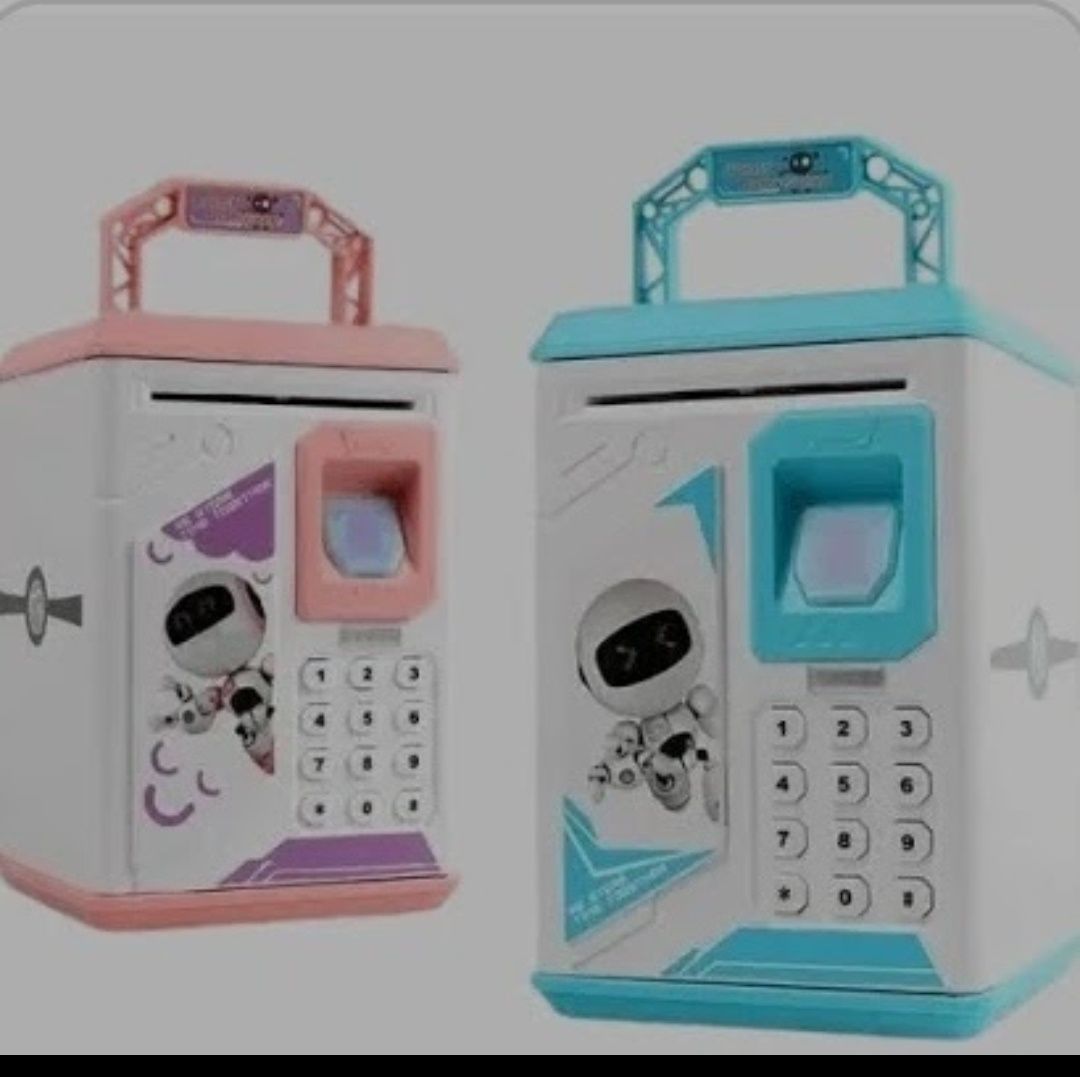 Сейф копілка дитячий машинка детский с З кодовим замком отпечатки дроп