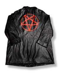 Kurtka płaszcz czarny ze skóry naturalnej Pentagram Alternative Gothic