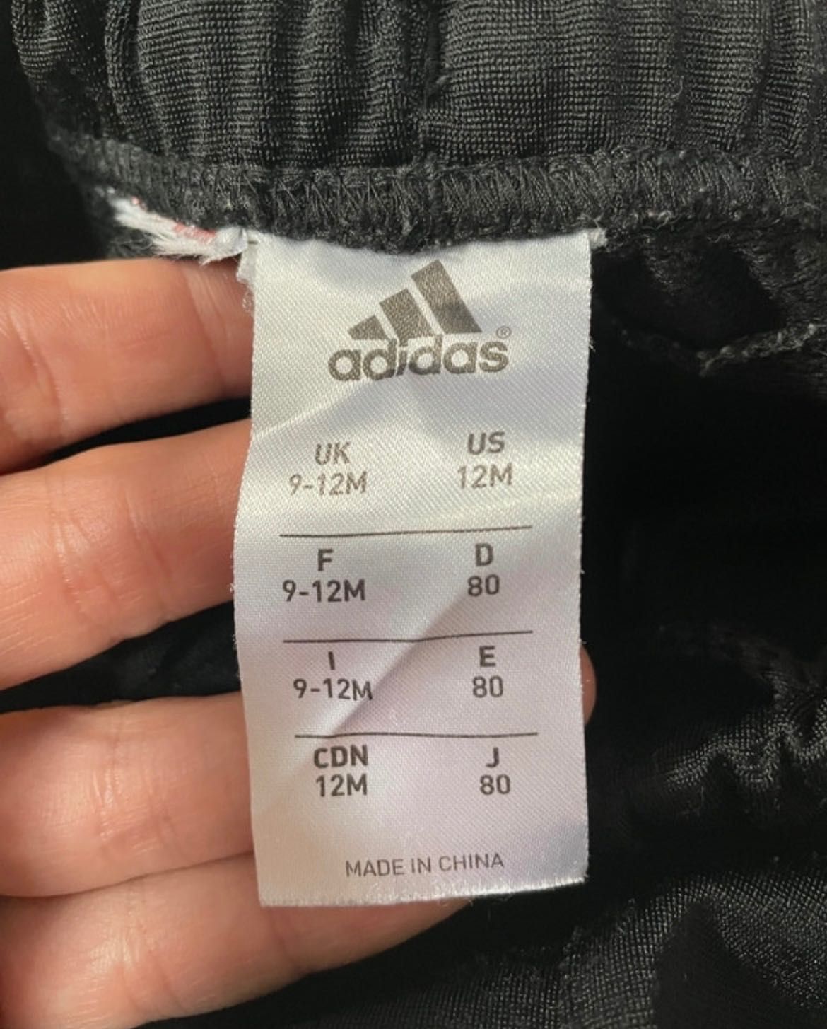 Spodnie Adidas 80 9-12 msc dla dziewczynki materiałowe czarne różowe