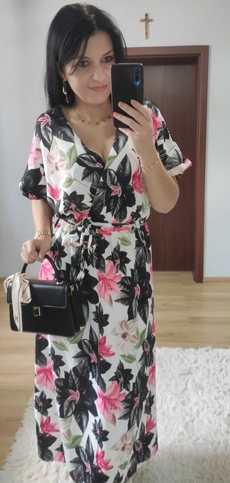 Sukienka długa maxi w kwiaty