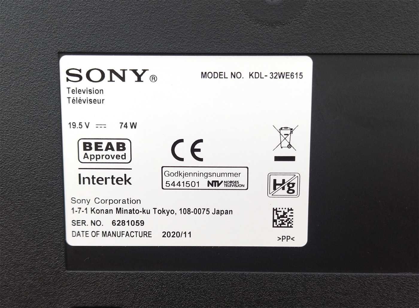 Telewizor LED Sony Bravia KDL-32WE615 32" HD Ready - SMART TV - OPIS !